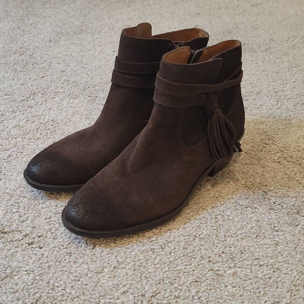 Sofft Tamala Tassel Ankle Boots Womens Brown Suede Size 8
